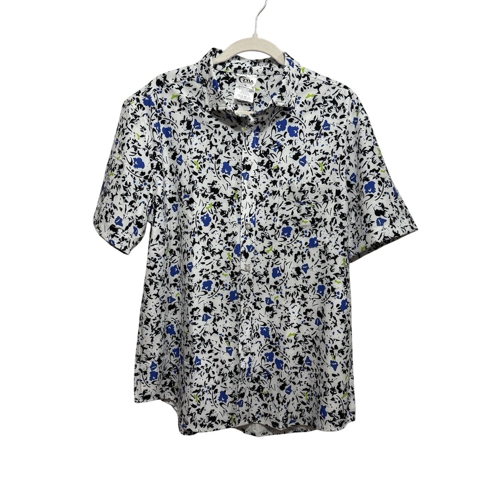 NWT Zyia Active Echo Beach Tropical Print Short Sleeve Travelers Shirt‎ Men's XL